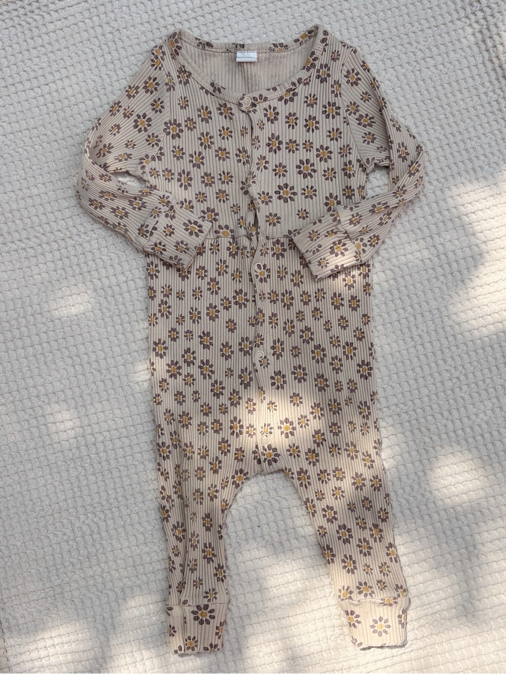 Cream Ribbed Floral Romper 18-24m